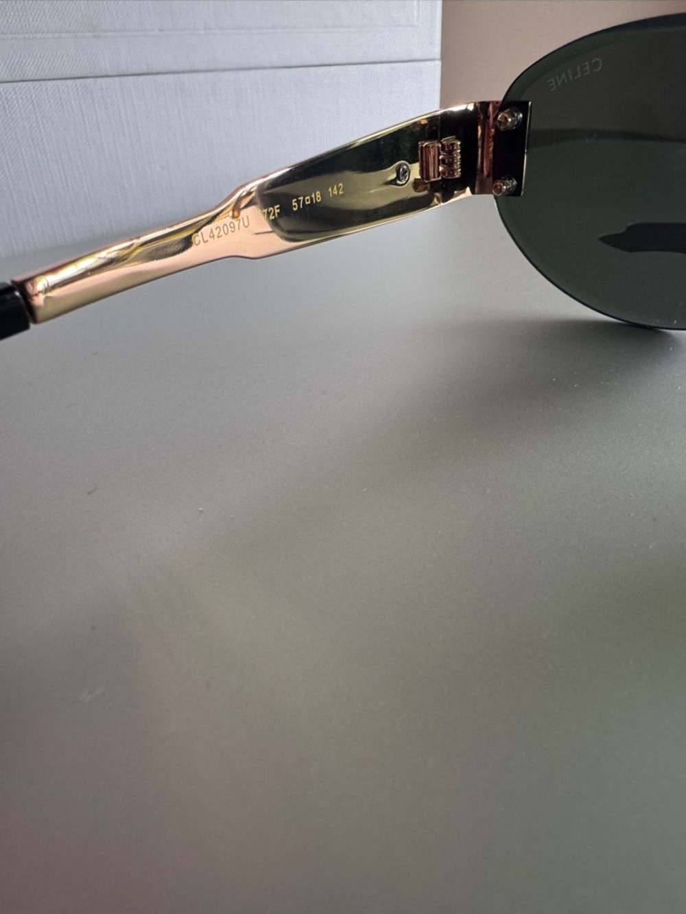Celine Oval Sunglasses in Dark Green and Gold - Picture 8 of 14